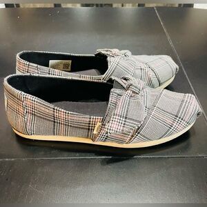 TOMS Alpargata Bow Slip On Womens Grey Flats Casual sz 6.5 trendy canvas multi